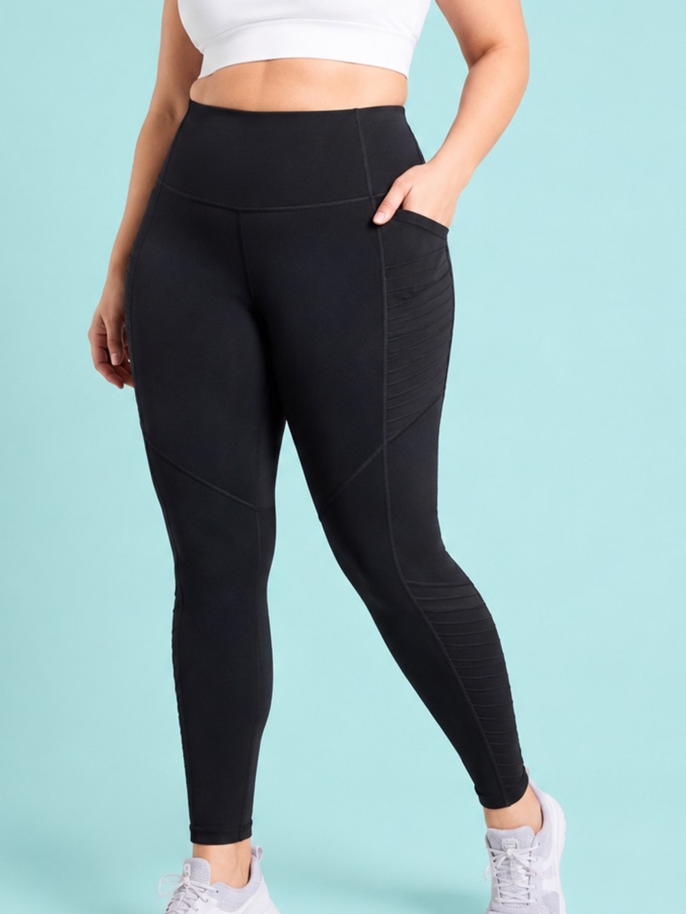 Athleta Moto Pocket Leggings Black Size Large L Compression Athletic Pant